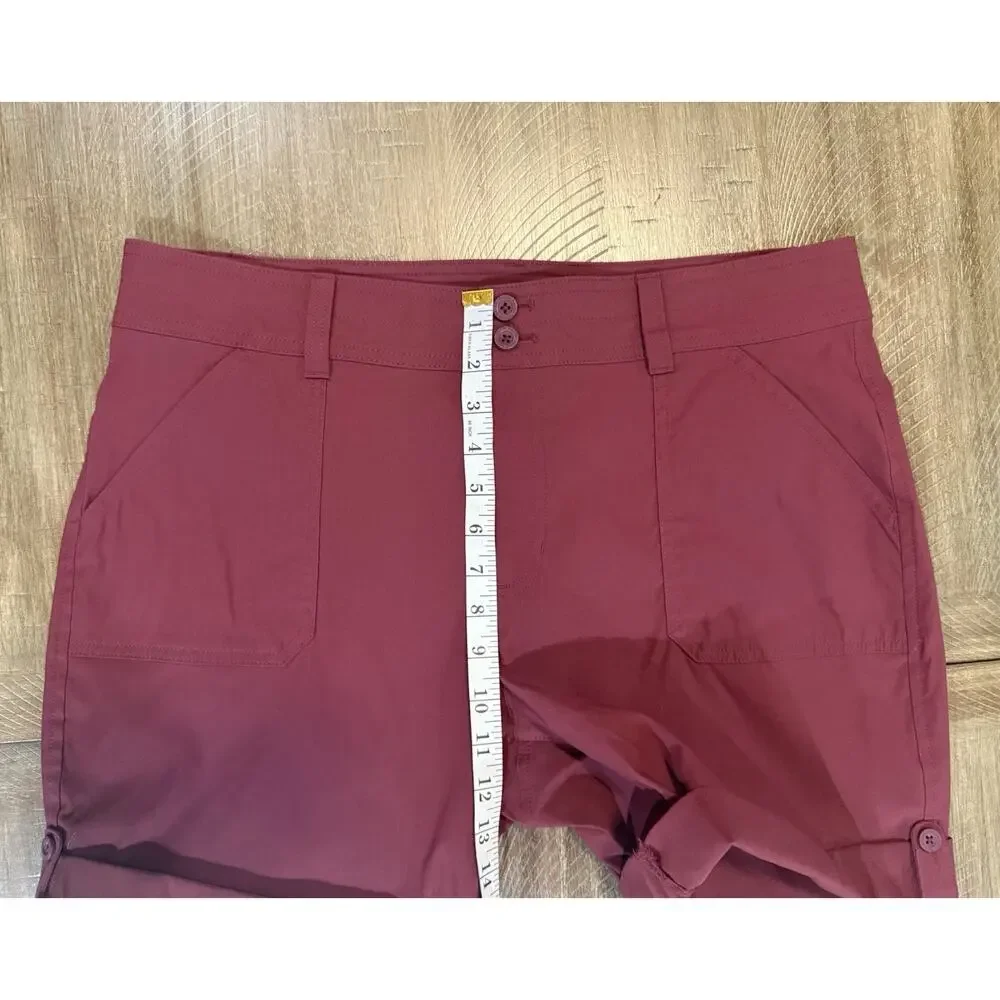 Eddie Bauer Women’s Bermuda Shorts Stretch UPF 50 Rolled Hem Burgundy Size 14